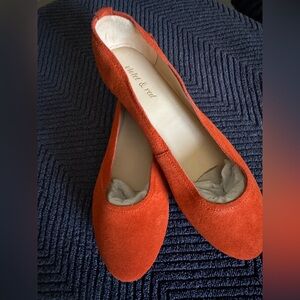 NEW - Violet & Red Windsor Ballet Suede Flats in Orange-Red Size 8